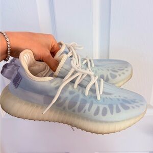 Yeezy Women's Athletic Shoes in Light Blue and Cream